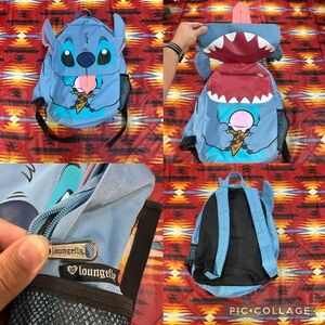 Disney Loungefly Lilo & Stitch Ears Ice Cream Tongue Flap School Blue Backpack